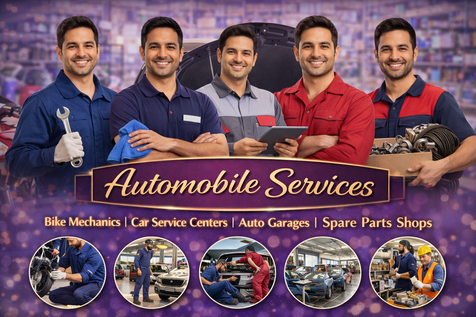 Automobile services, car service centers, bike mechanics