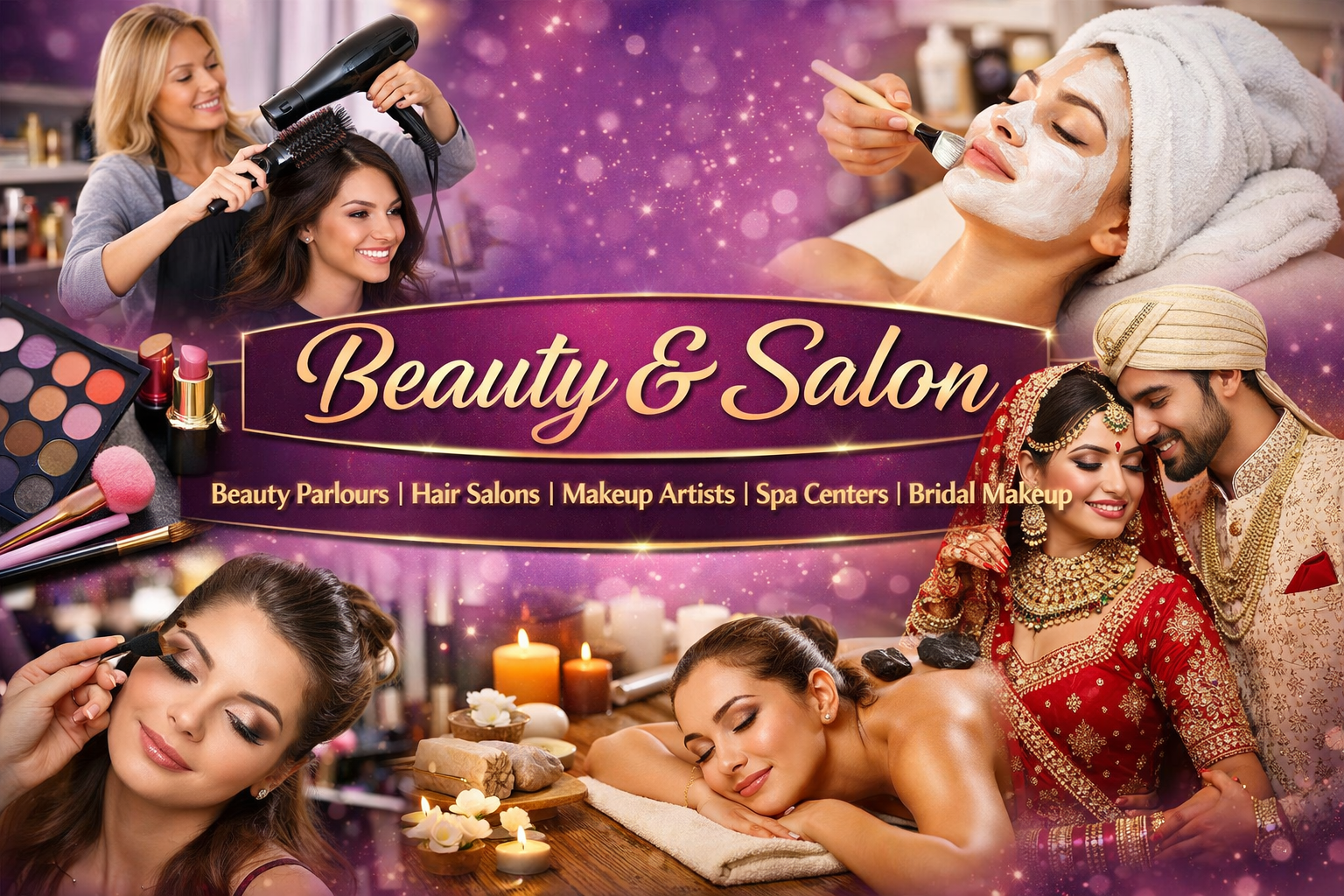 Beauty parlours, salons, makeup artists, spa centers