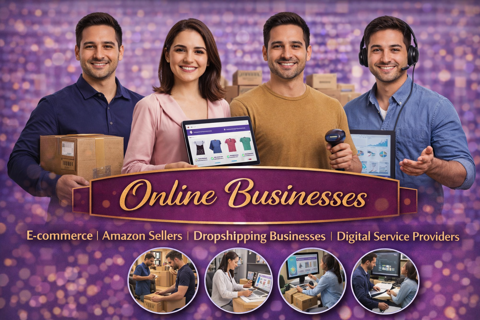 Online businesses like ecommerce, amazon sellers, digital services
