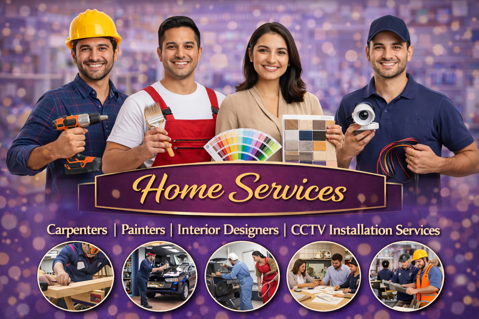 Home services like carpenters, painters, interior designers